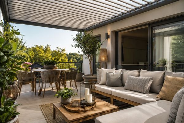 Terrasse moderne et cosy en extérieur