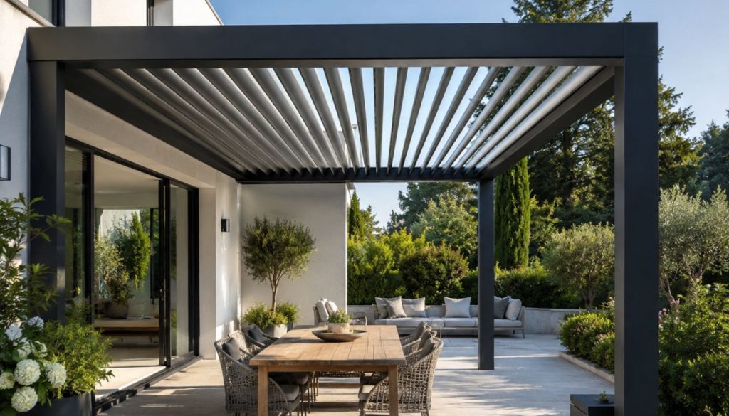 Terrasse moderne et élégante sous pergola